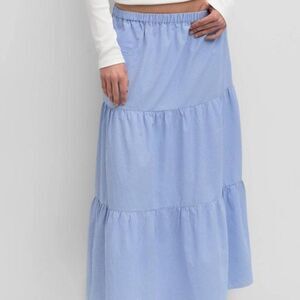 Mod Ref Emilie Tiered Blue Gingham Midi Skirt Size Small